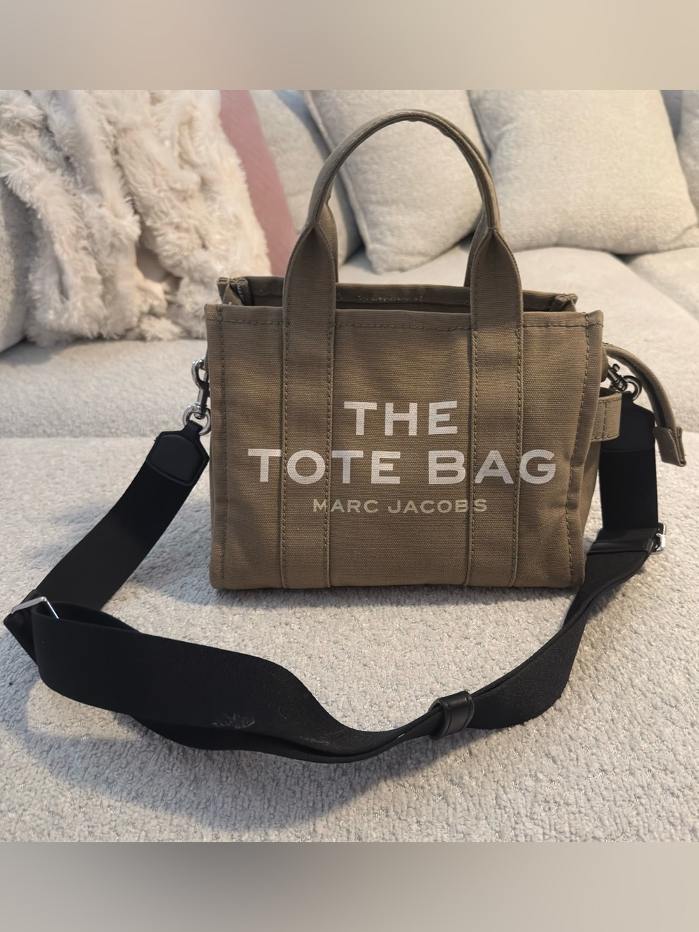 Marc Jacobs The Small Tote Bag | Canvas Crossbody Tote | Warm Taupe - Picture 3 of 5